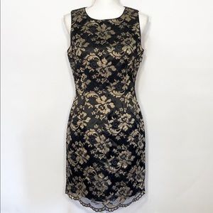 Hugo Buscati Black & Gold Sleeveless Lace Dress